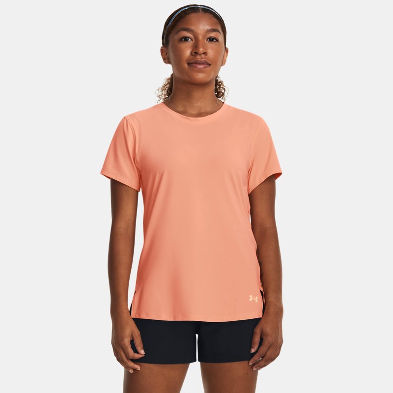 Dames T-shirt Under Armour Iso-Chill Laser Bubble Peach / Bubble Peach / Reflecterend L